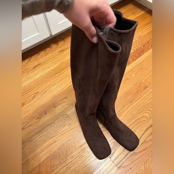 new Jeffrey Campbell hot lava knee high block heel boots in chocolate brown - Picture 3 of 8